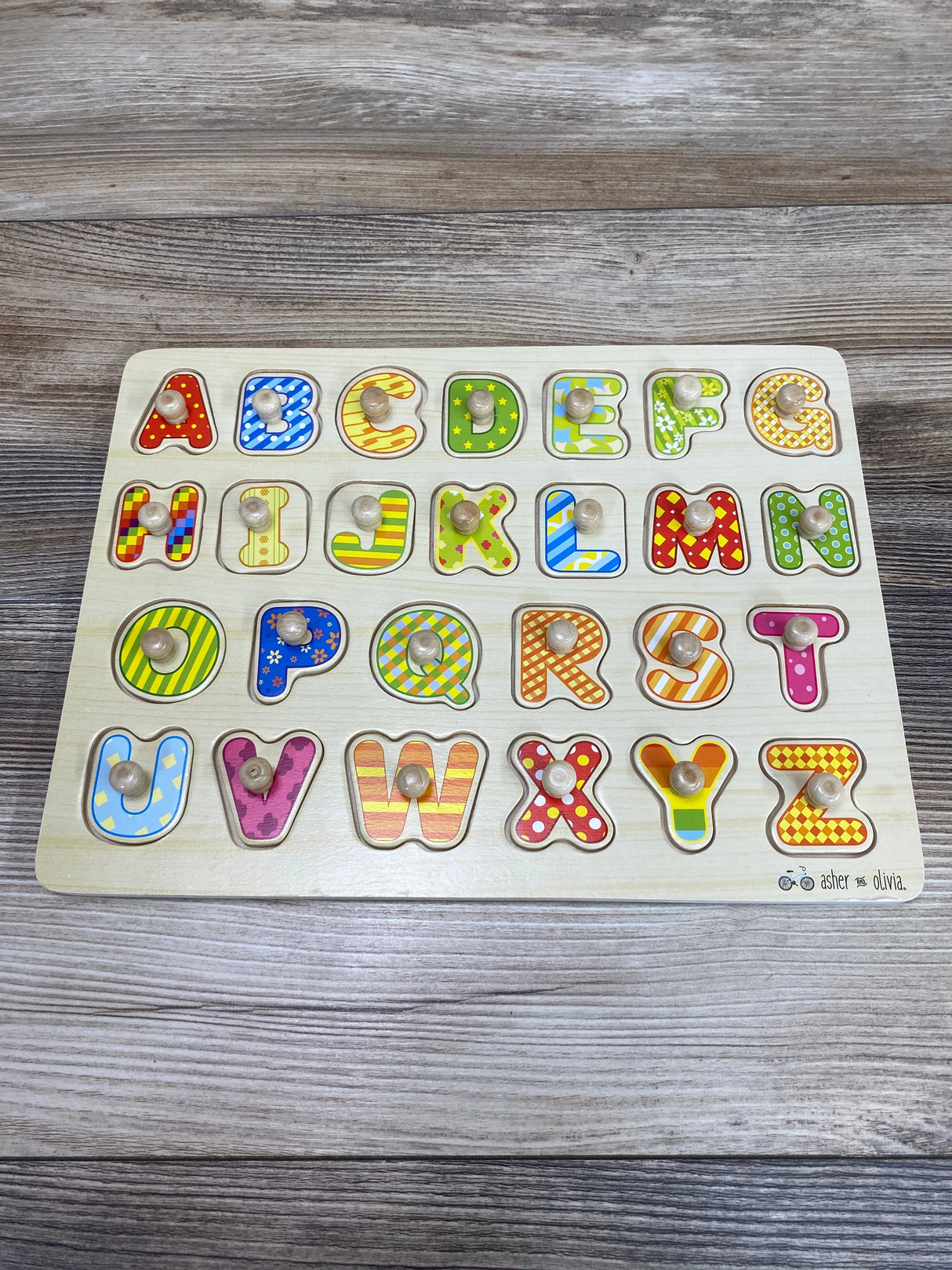 Asher & Olivia - 6Pk Wooden Toddler Peg Puzzles and Rack Set