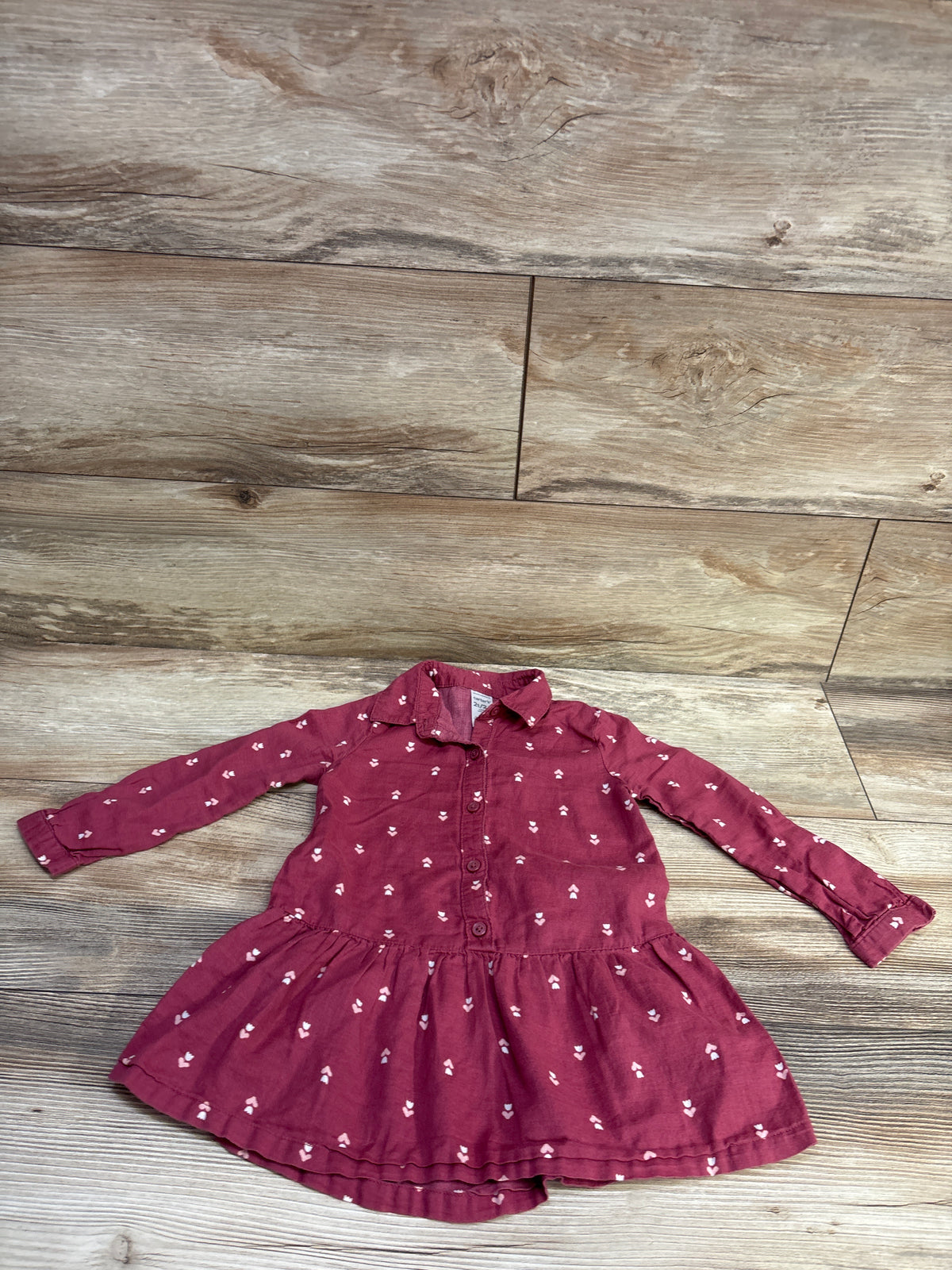 Carter's Collared Button-Front Dress Maroon sz 2T