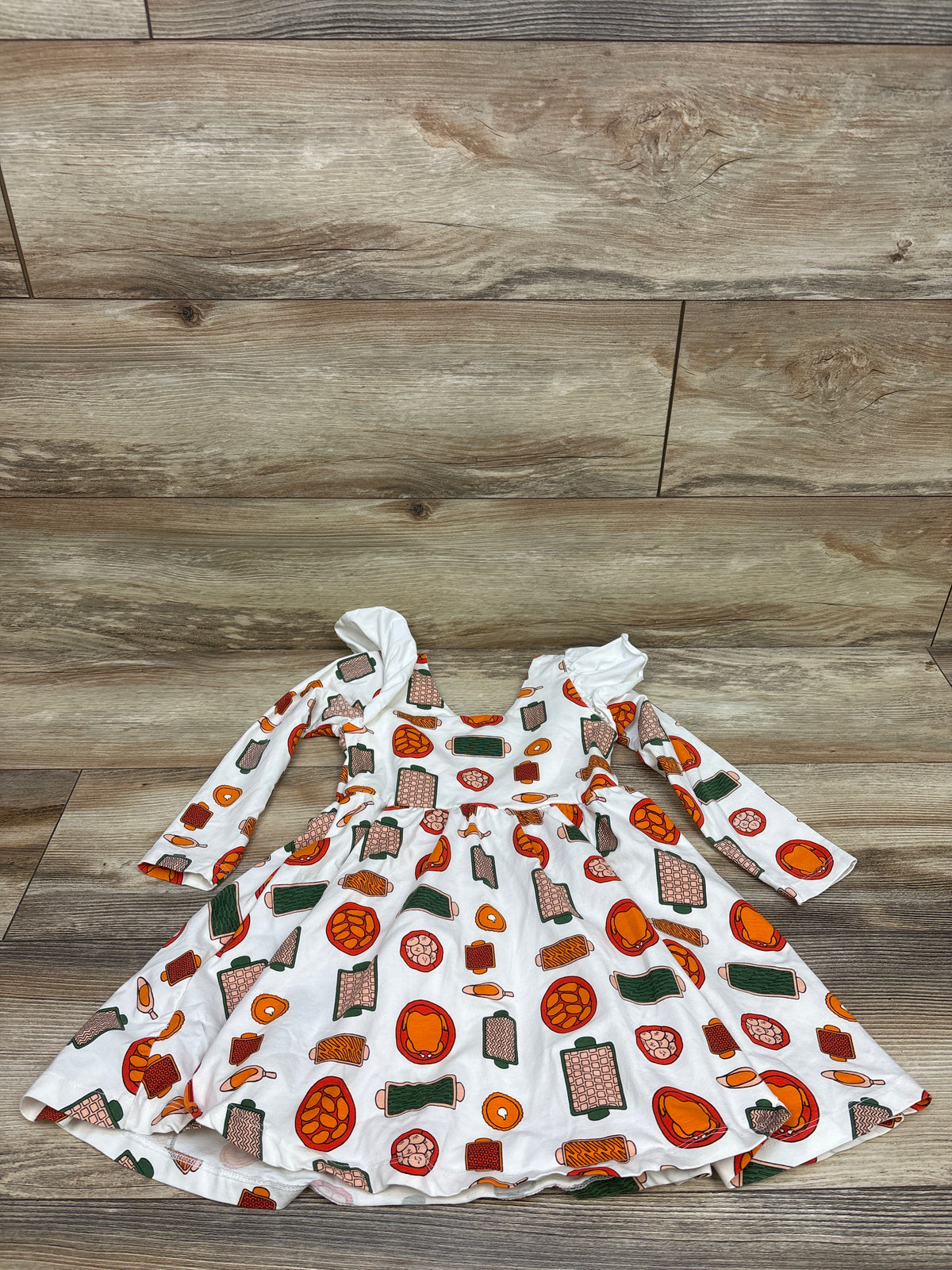 Monica + Andy 'Pie for Dinner' Double Ruffle Let's Dance Dress White sz 4T