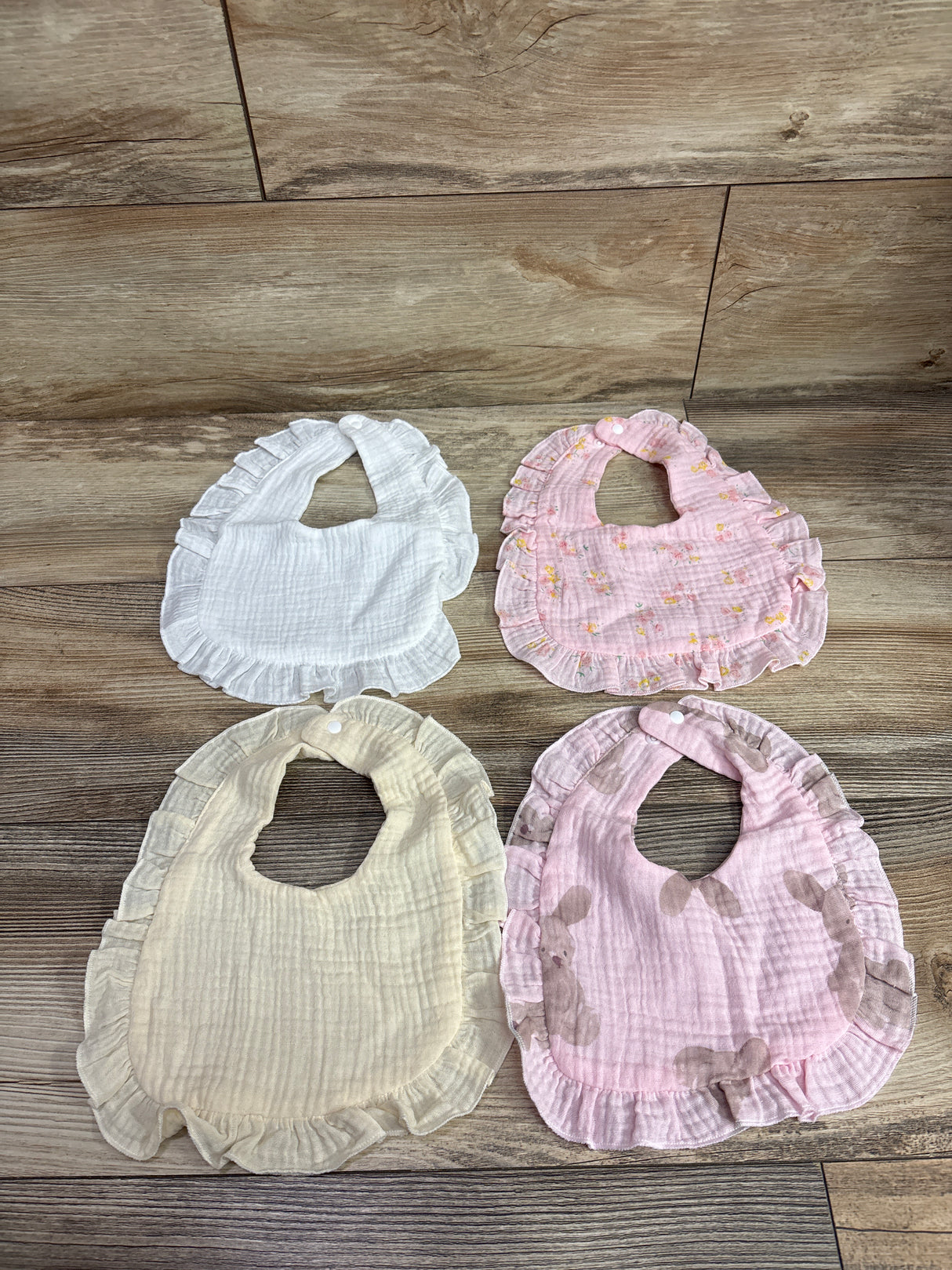4pk Cotton Gauze Bibs Pink