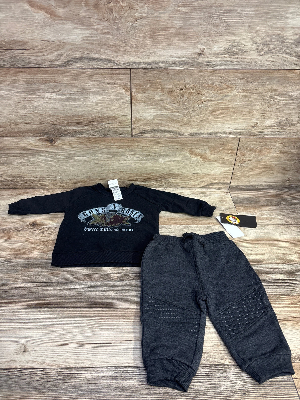 NEW Guns & Roses 2pc Sweatshirt & Joggers Set Black sz 3-6m