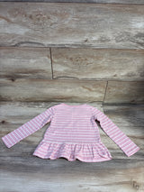 Carter's Long Sleeve Striped Peplum Shirt Pink sz 4T