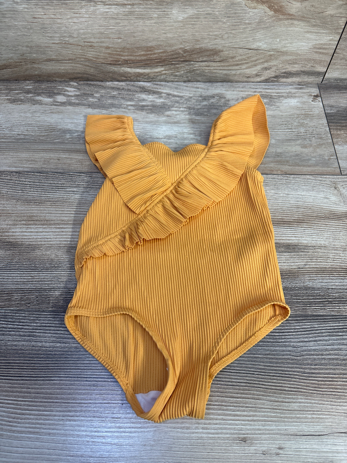 H&M Ribbed Ruffle Swimsuit Gold sz 18m-2T