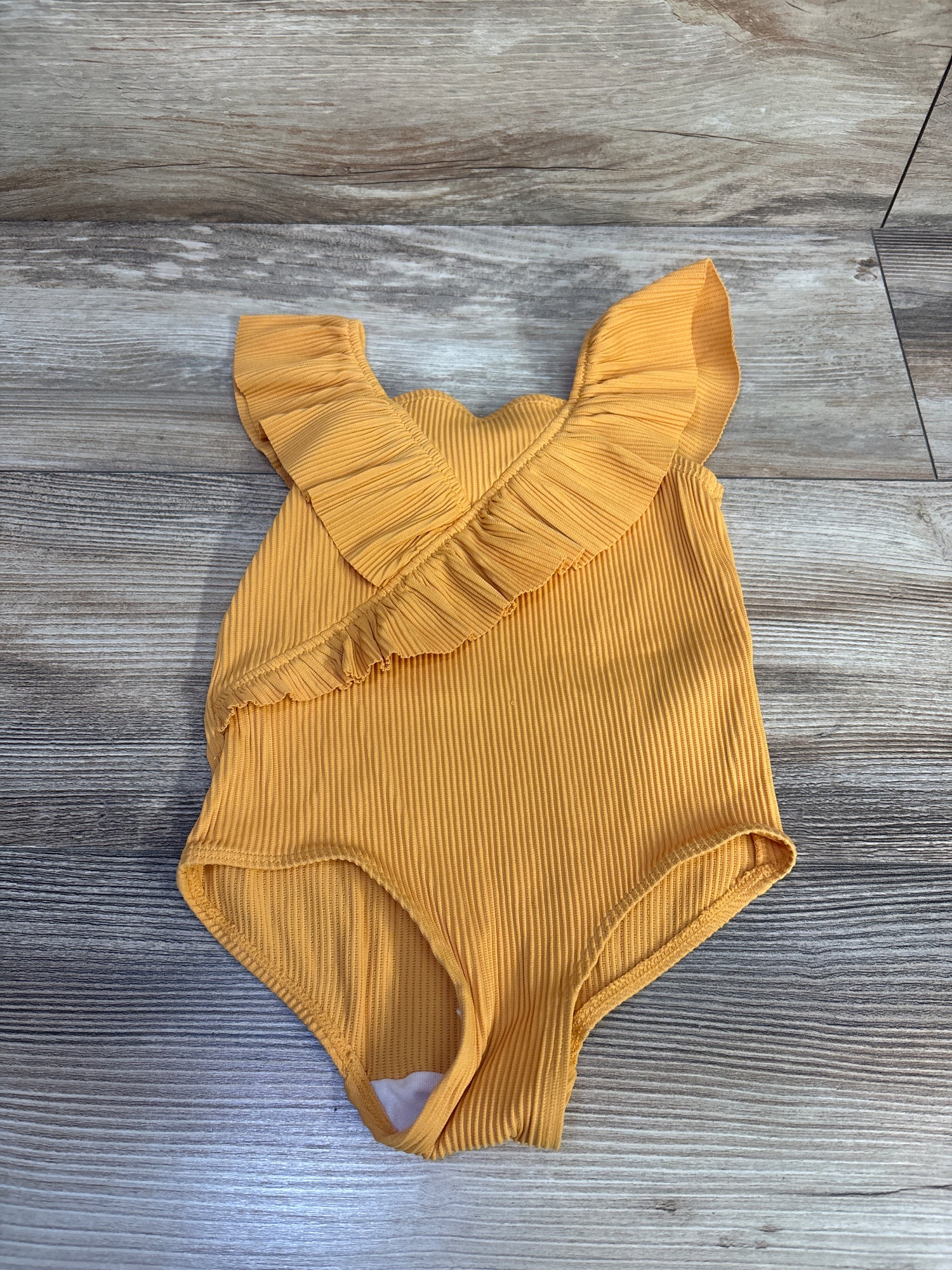 H&M Ribbed Ruffle Swimsuit Gold sz 18m-2T
