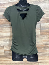 Full Moon Maternity Open Back Shirt Olive sz Medium