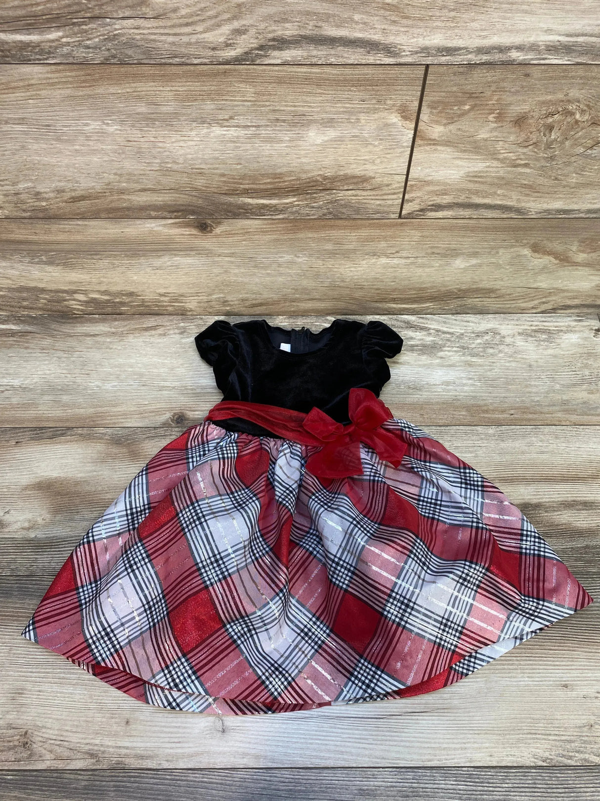 Bonnie Baby Velvet Plaid Dress Black sz 24m