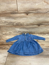 OshKosh LS Embroidered Heart Chambray Dress Blue sz 9m