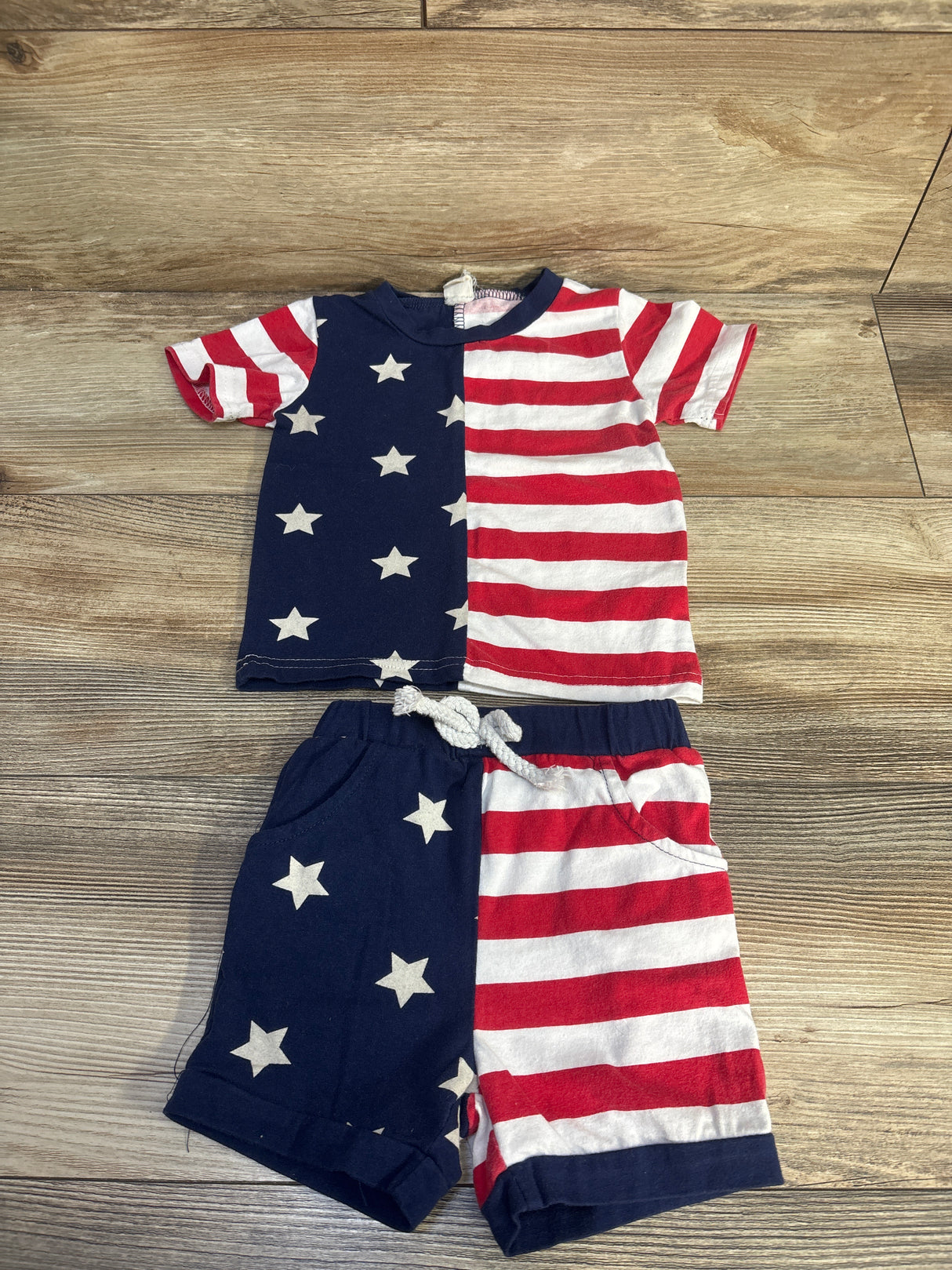 American Flag 2pc Shirt & Shorts Set Navy sz 12-18m