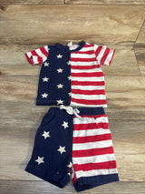 American Flag 2pc Shirt & Shorts Set Navy sz 12-18m