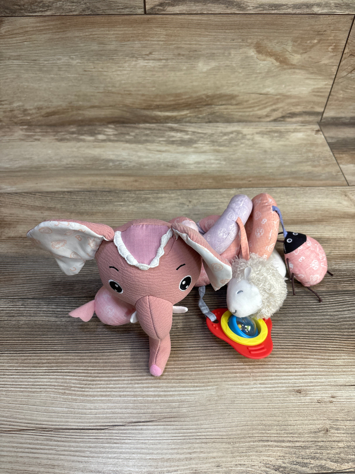 Koty Spiral Activity Plush Travel Toy, Pink Elephant