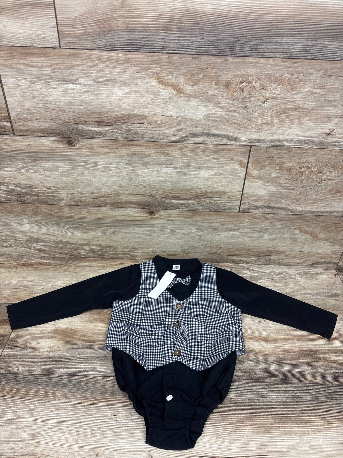 NEW Shein Souflis 3pc Gentleman Bodysuit Set Black sz 2-3T