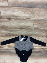 NEW Shein Souflis 3pc Gentleman Bodysuit Set Black sz 2-3T