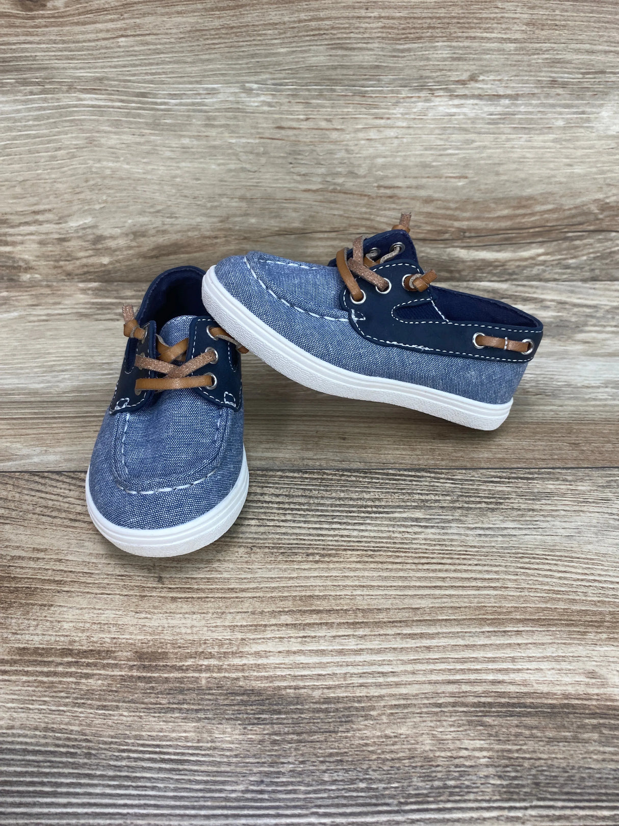 The Children's Place Toddler Boys Chambray Boat Shoes - Navy Sz 7c