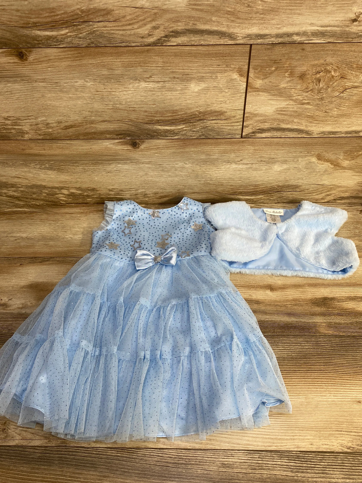 Jona Michelle 2pc Sequin Stars Tulle Dress Blue sz 3T