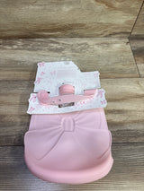 NEW Bow Fancy 2pc Silicone Bib + Food Feeder Set Pink sz 6m+