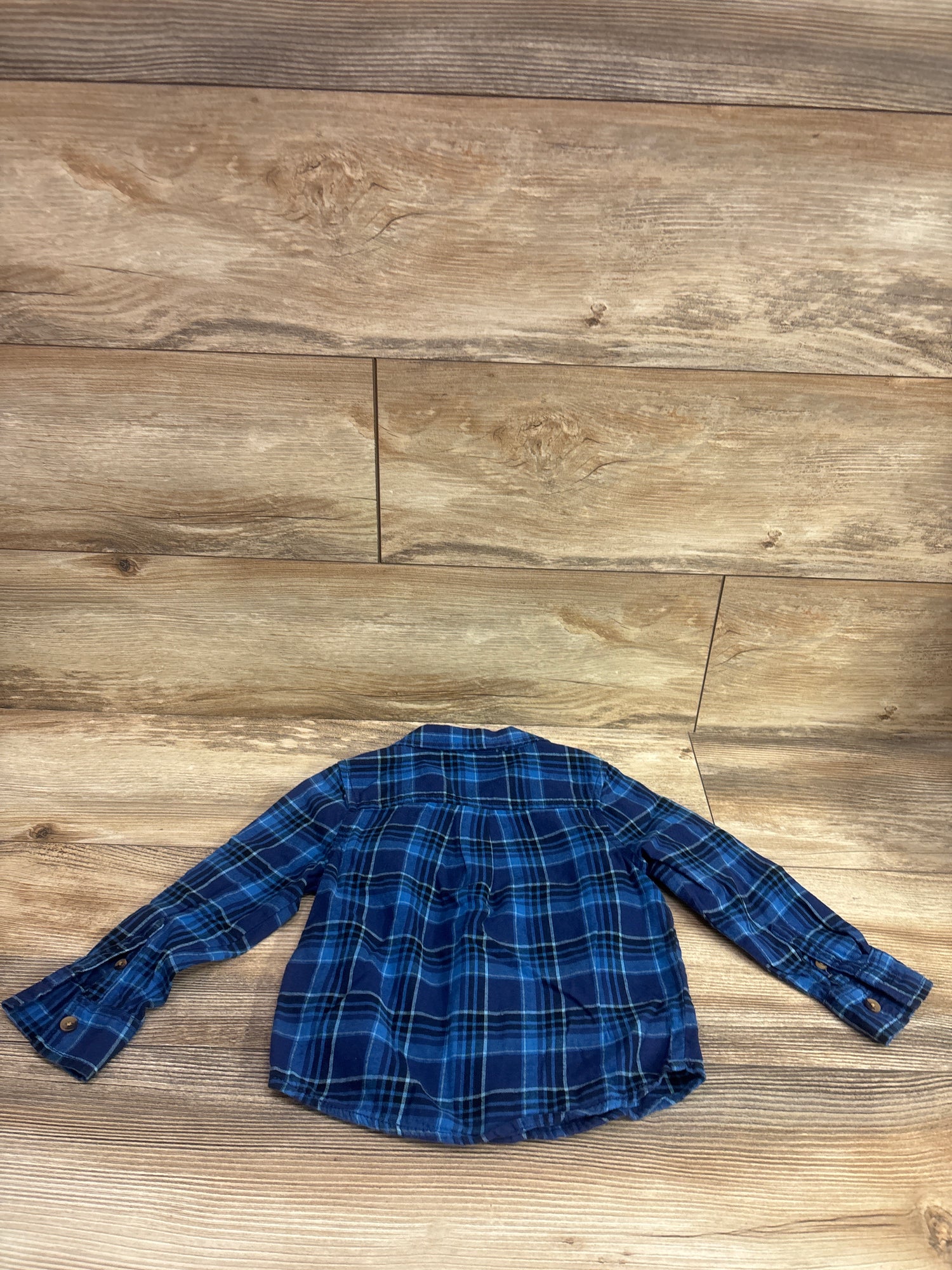 Okie Dokie Plaid Button-Up Shirt Blue sz 3T