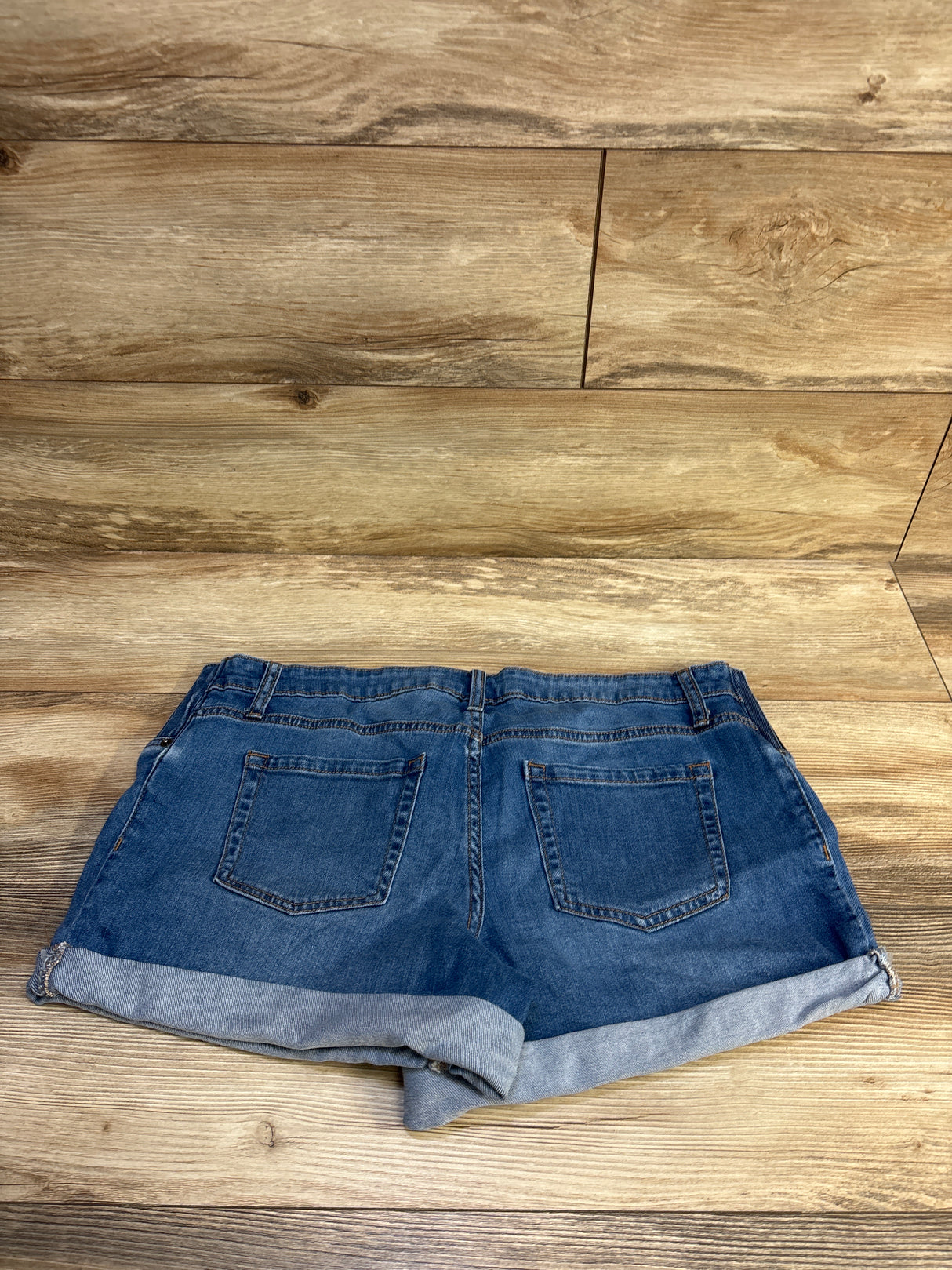 Isabel Maternity Side Panel Midi Denim Shorts Blue sz 12/Large