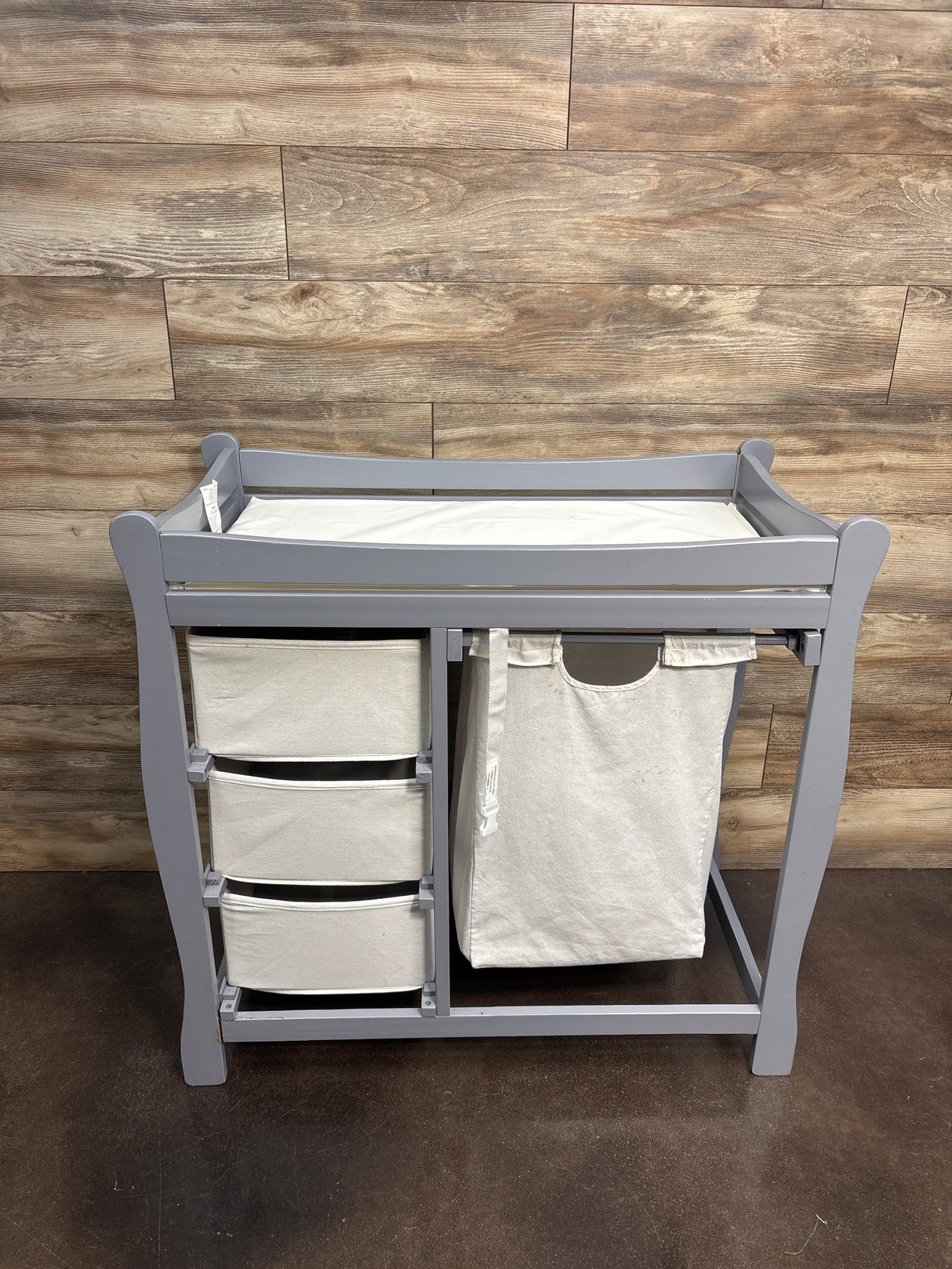 Badger Basket Sleigh-Style Baby Changing Table 2/ Hamper & 3 Storage Baskets