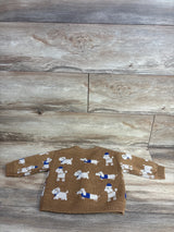 H&M Dogs Jacquard Knit Wool Cardigan Tan sz 6m