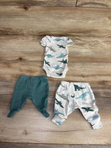 Child Of Mine 3pc Dinosaur Print Bodysuit & Bottoms Set Grey sz Preemie