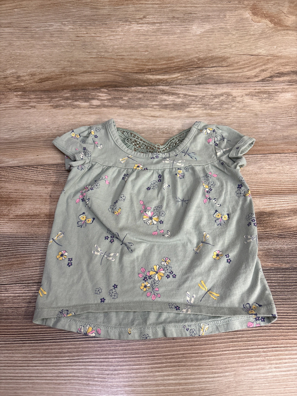 OshKosh Floral Butterfly Shirt Sage sz 18m