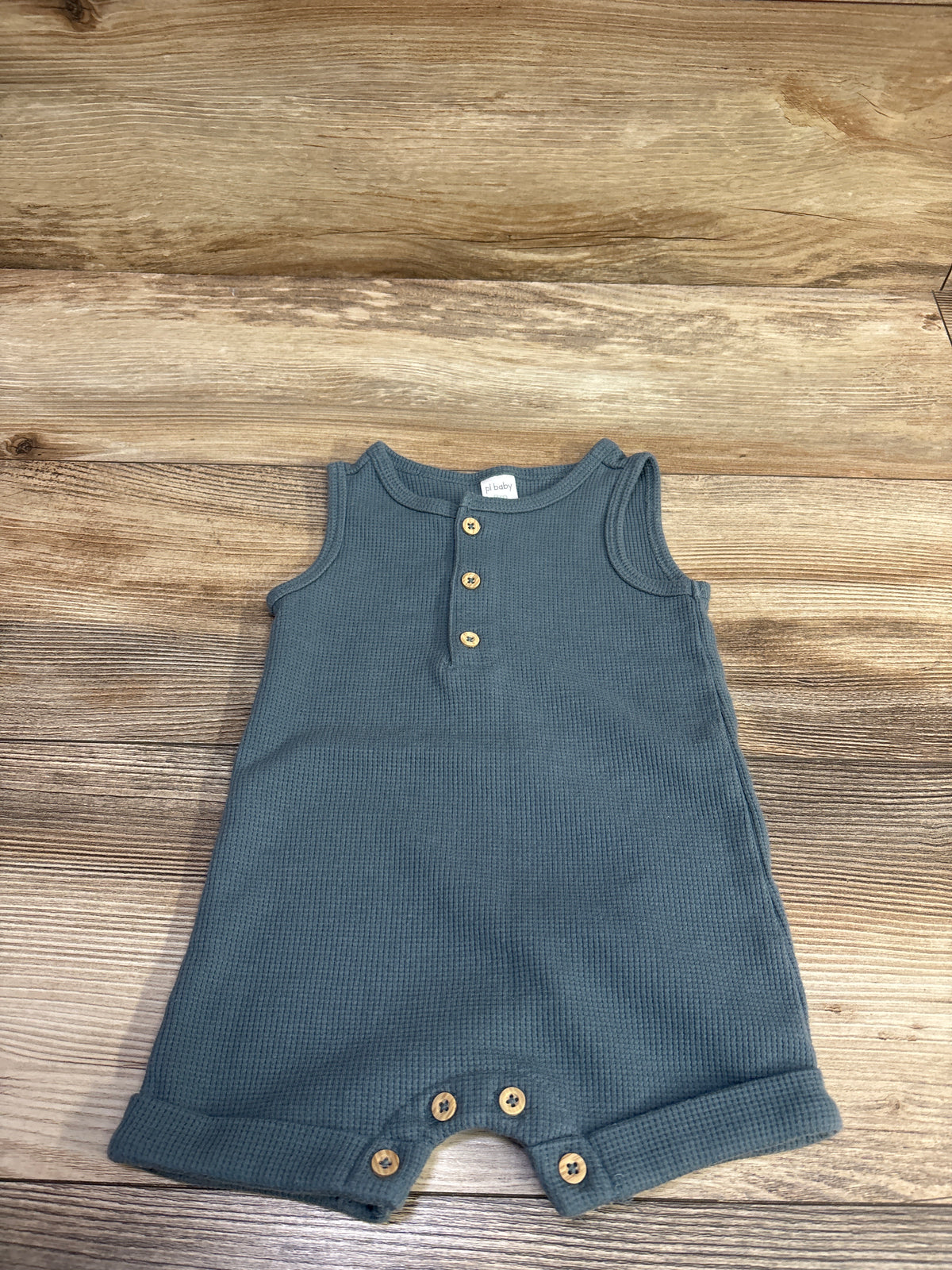 PL Baby Waffle Knit Henley Shortie Romper Blue sz 9m