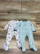 Cloud Island 2Pk Sleepers White/Blue sz 6-9m