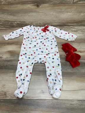 Mudpie 2pc Polka Dot Footie & Headband White sz 6-9m - Me n Mommy To Be