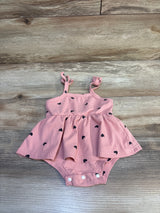Shein Ribbed Heart Print Bodysuit Dress Pink sz 1-3m