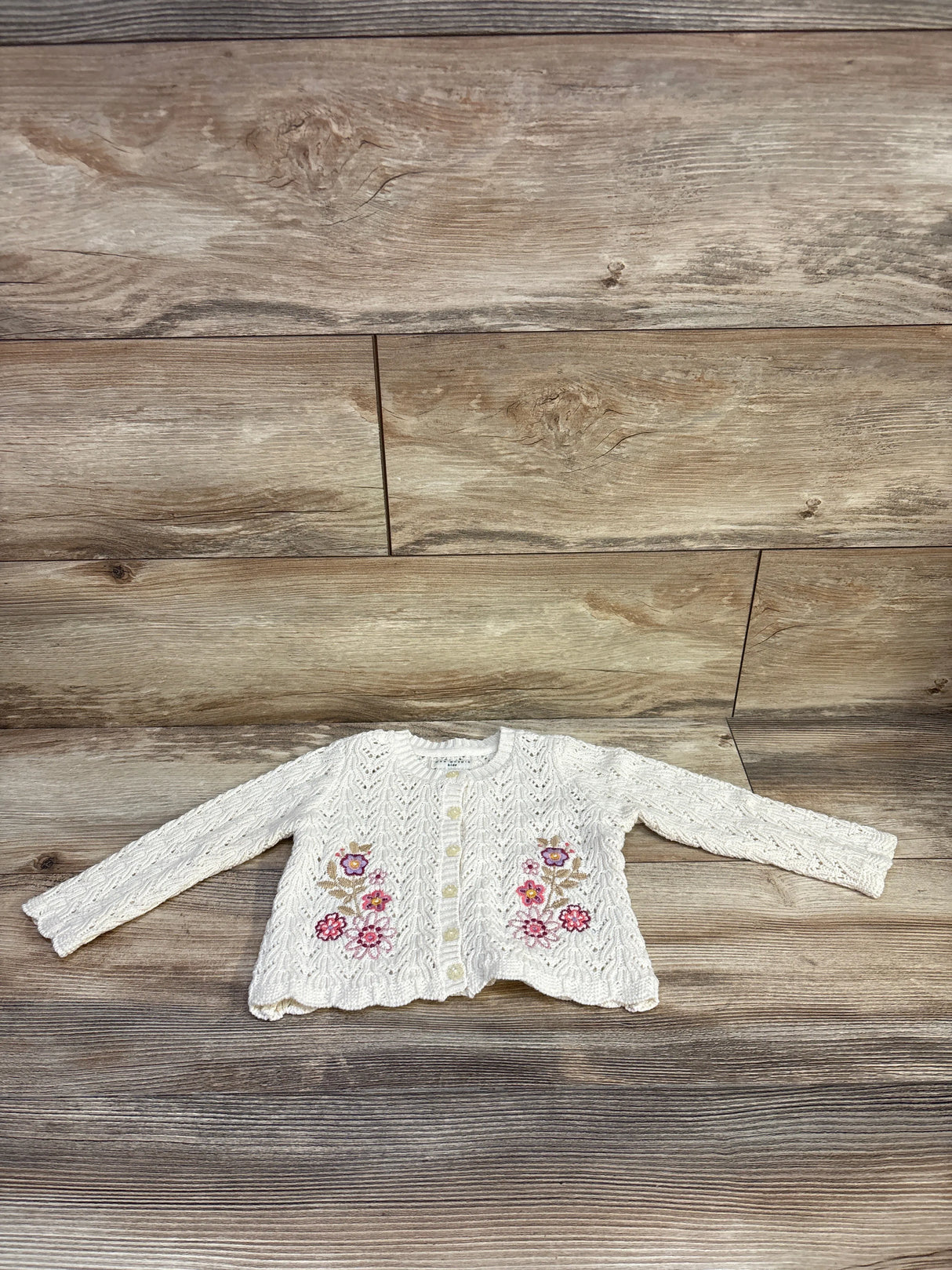 Max Studio Embroidered Knit Cardigan Ivory sz 12m