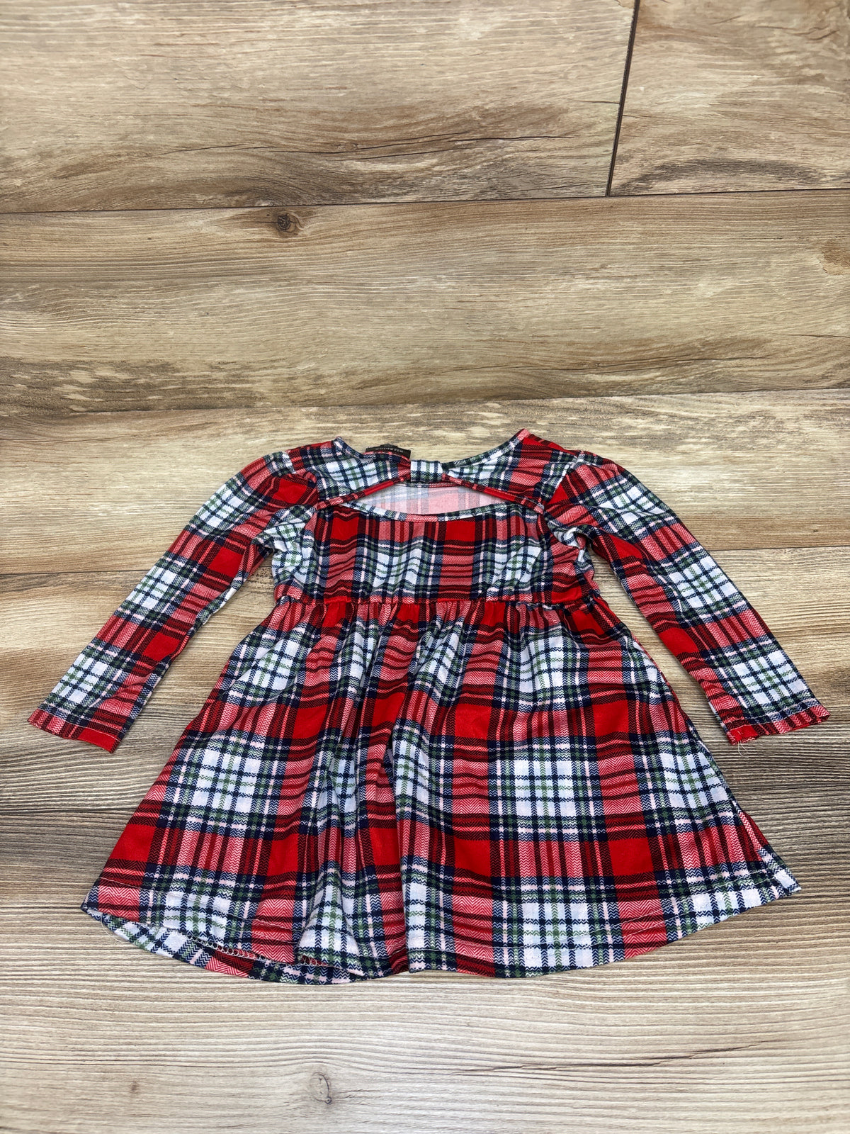 Picapino Long Sleeve Plaid Dress Red sz 24m