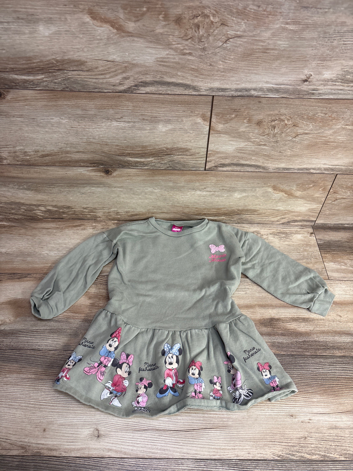 Disney Junior Peplum Sweatshirt Dress Olive sz 5T
