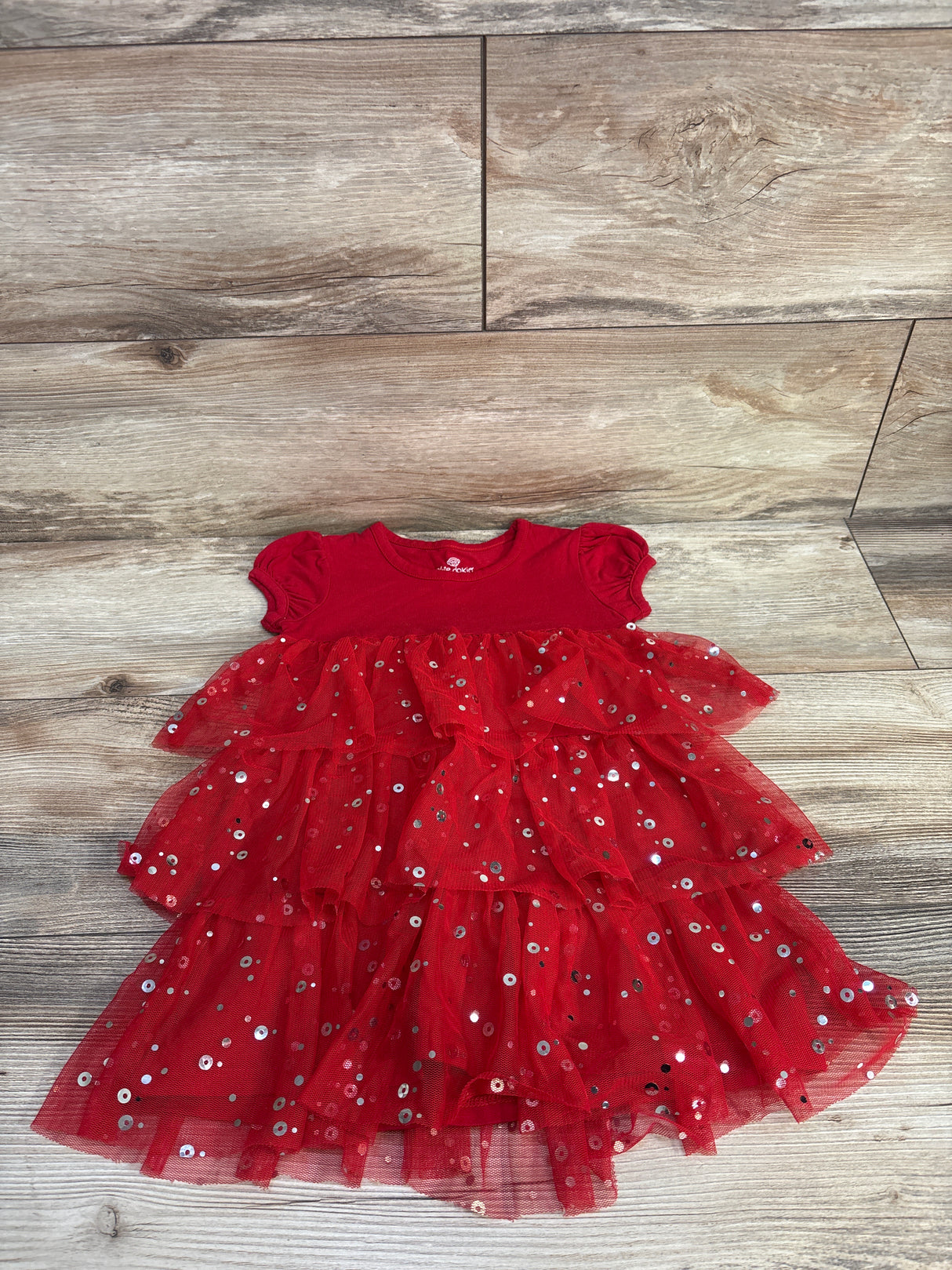 Okie Dokie Tiered Tulle Dress Red sz 2T