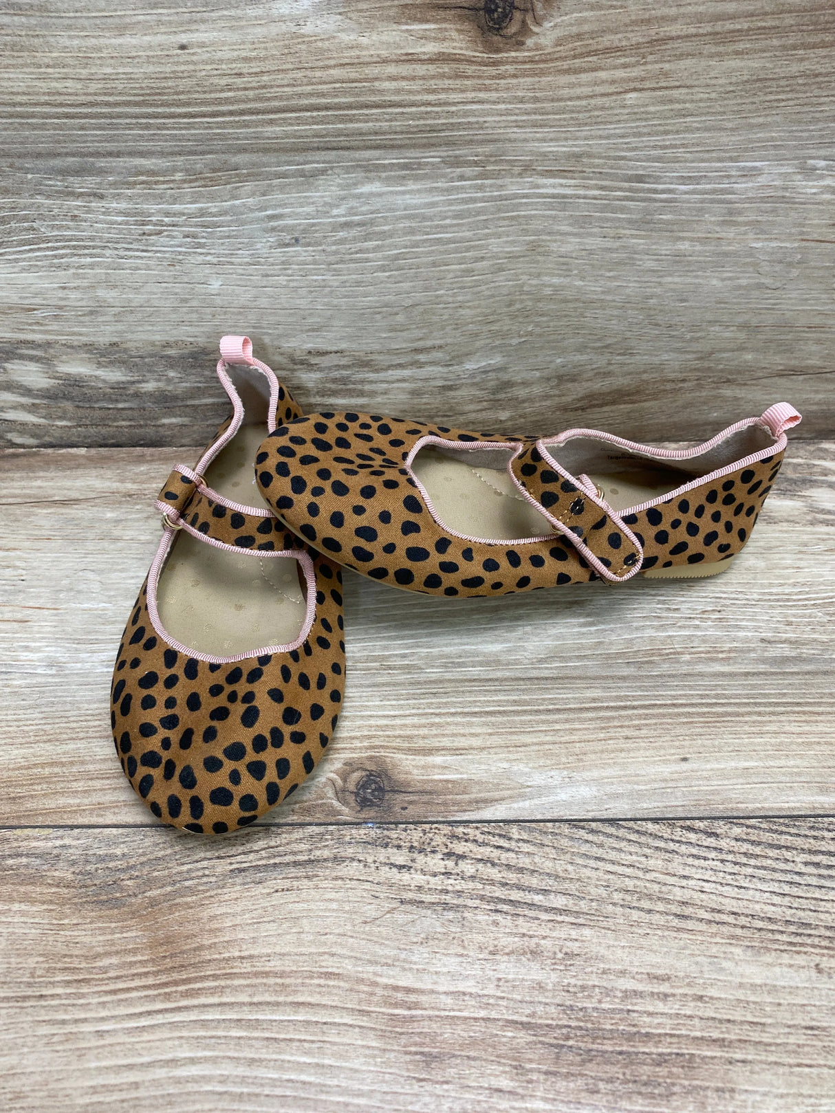 Cat & Jack Addy Ballet Flats Leopard Print Brown Sz 11c