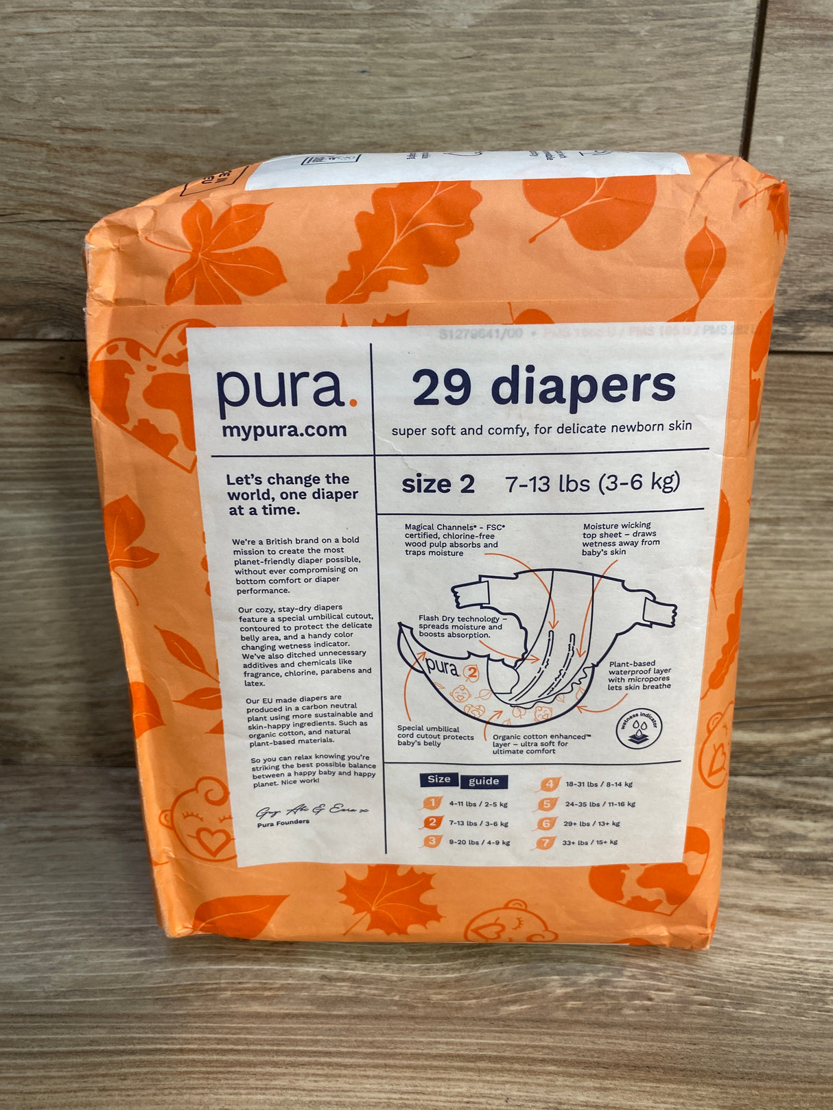 NEW Pura Hypoallergenic Diapers 29ct, Size 2