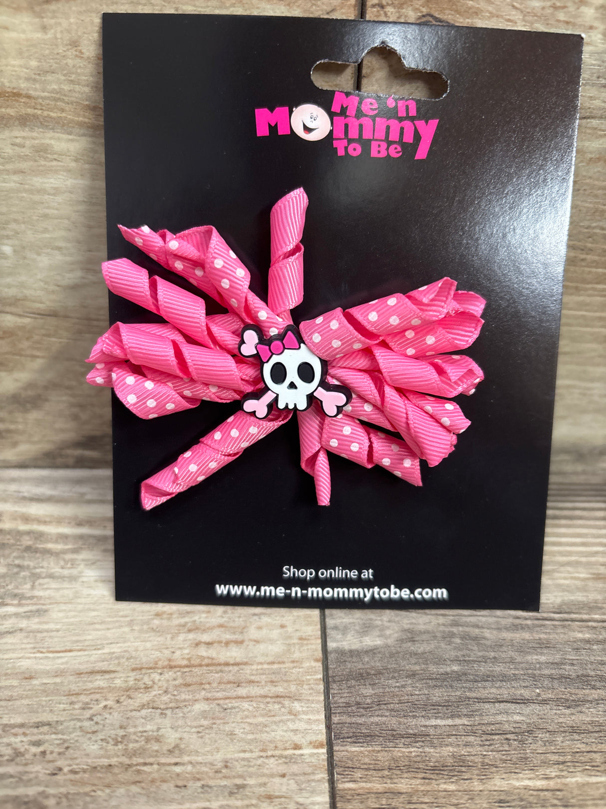 NEW Skull Applique Hair Bow Pink