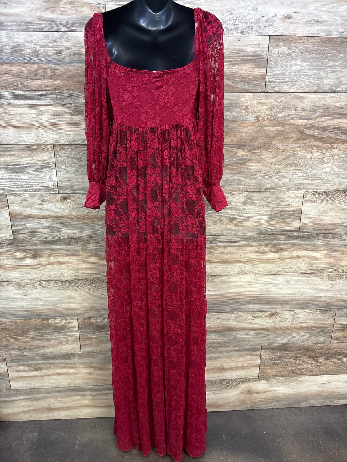 Maternity Photography Floral Lace Dress Dark Red sz Medium