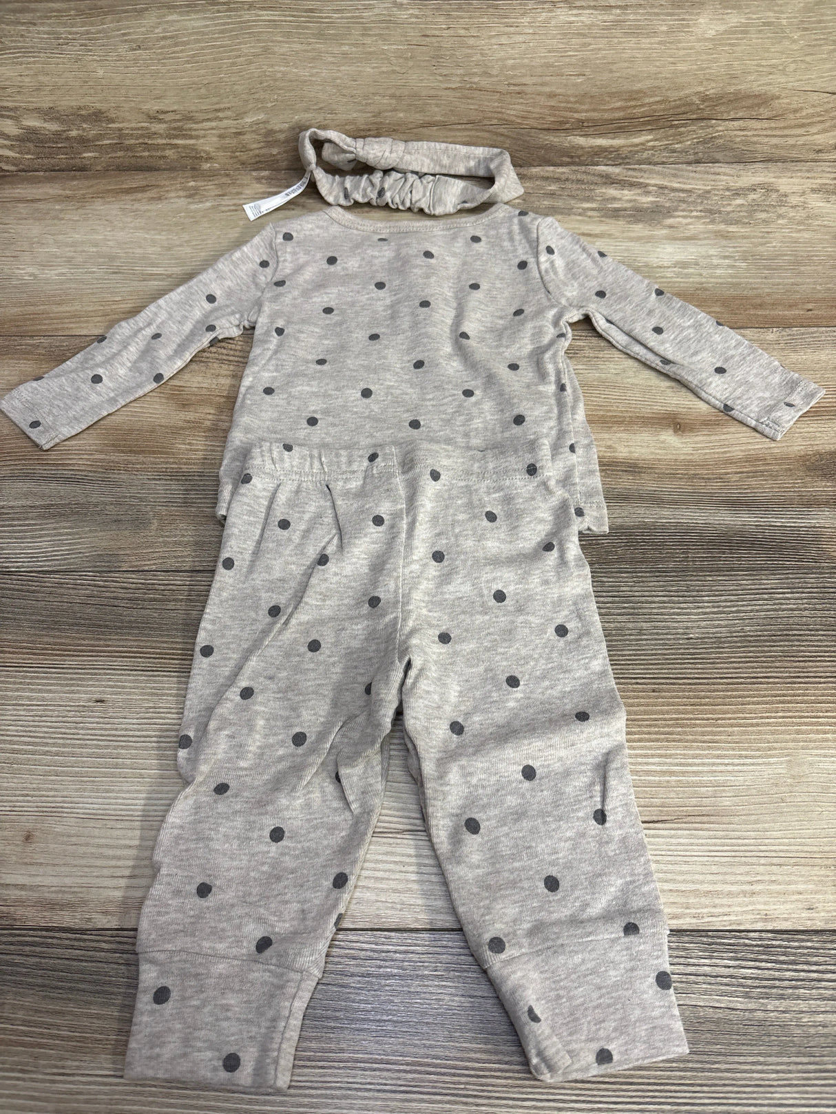 Just One You 3pc Polka Dot Henley Shirt Taupe sz 6m