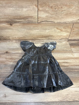 Wonder Nation Flutter Sleeve Metallic Dress Silver sz 18m