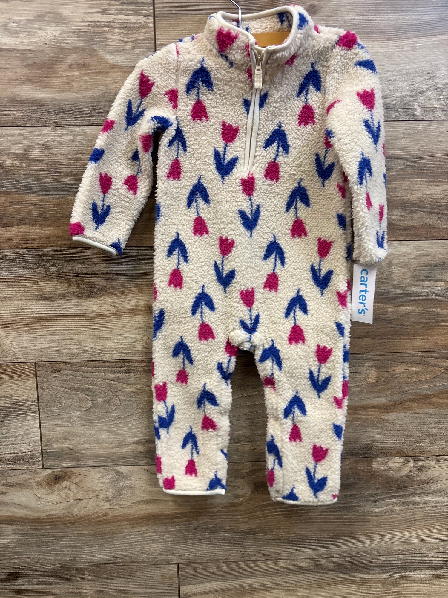 NEW Carter's Floral Sherpa Coverall Beige sz 24m