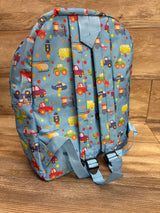 Amylove Vehicle Print School Backpack 15'' Blue