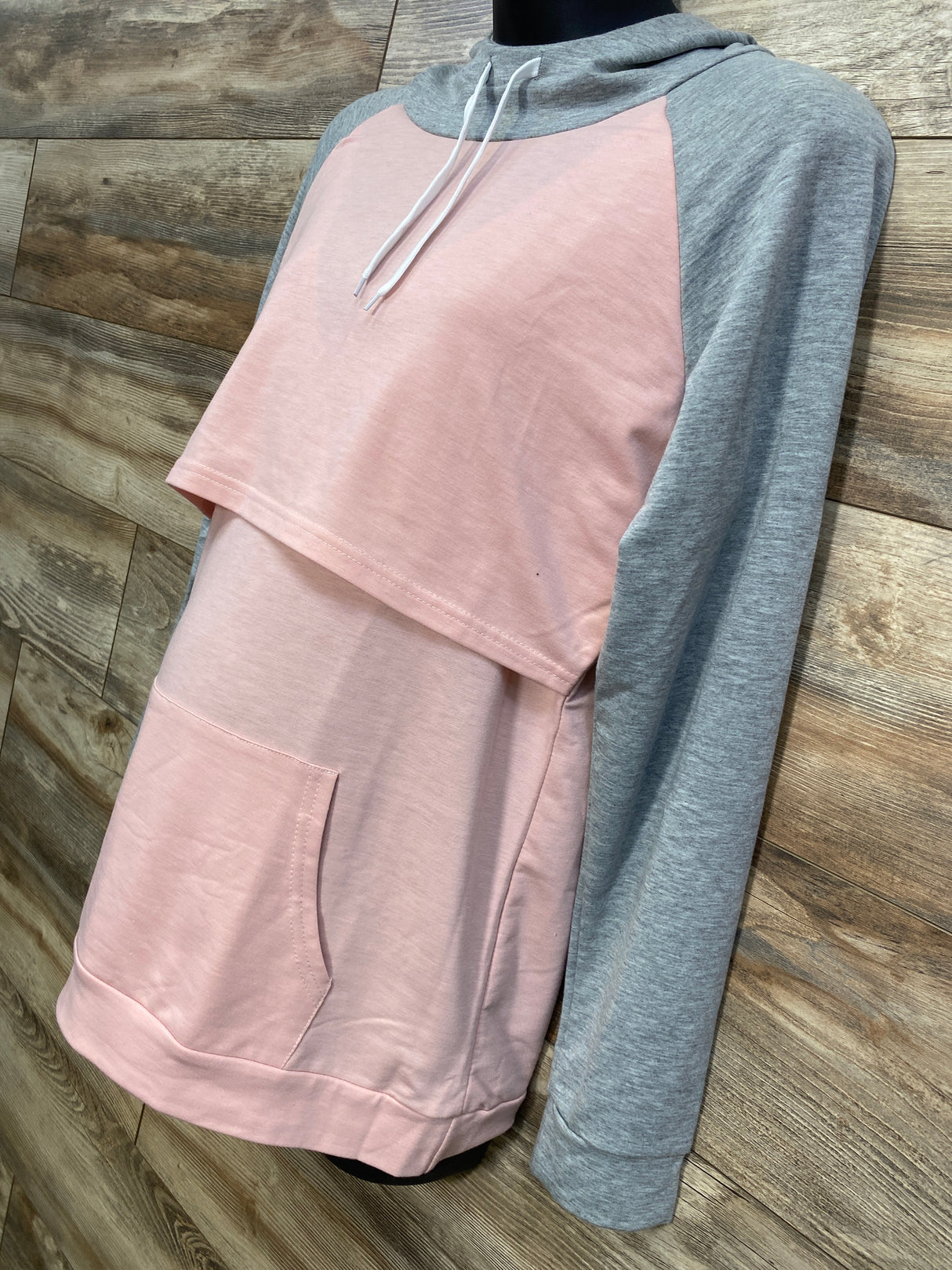 Raglan Nursing Hoodie Grey/Pink sz 2XL