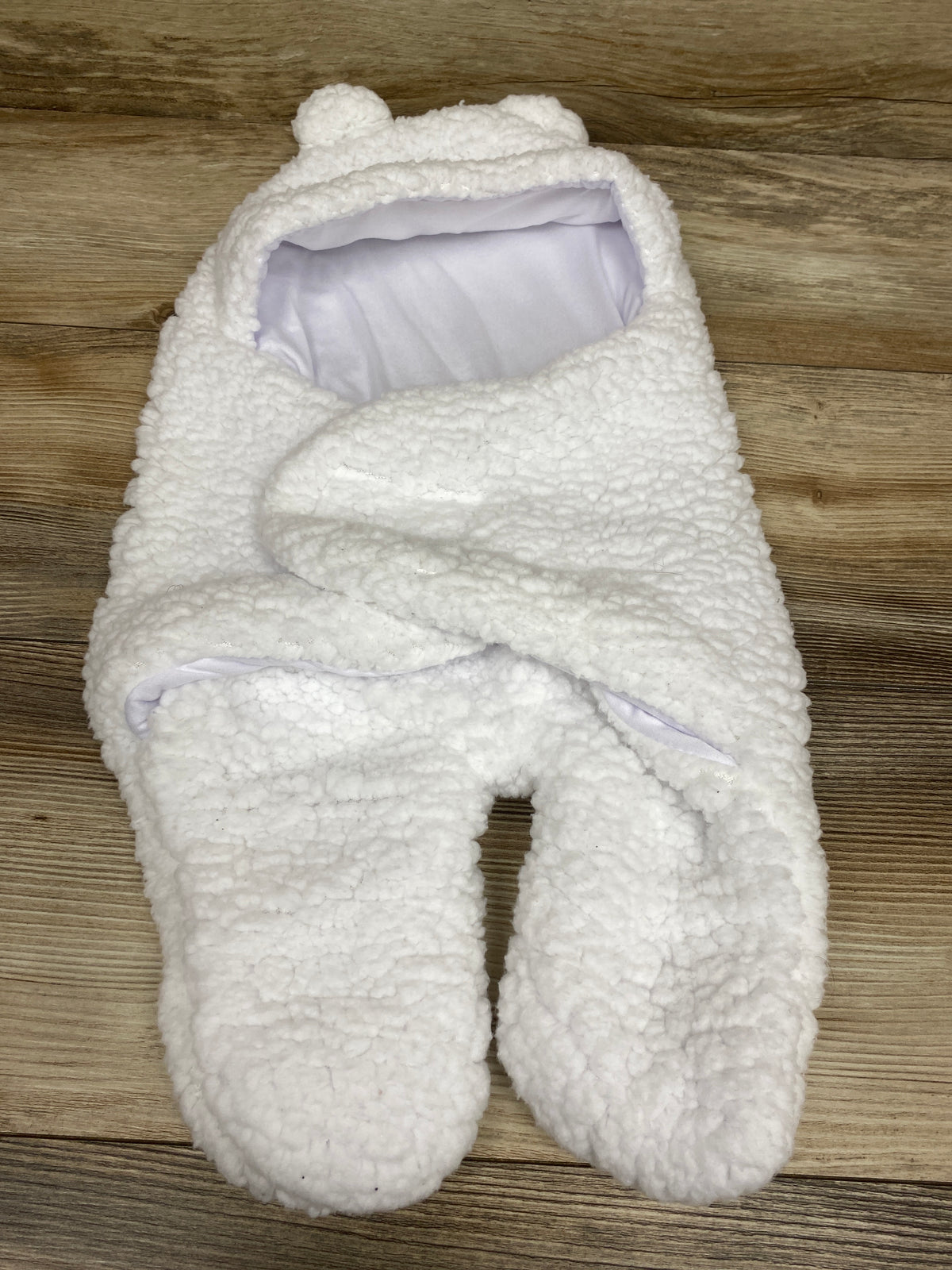 BlueMello Ultra-Soft Sherpa Swaddle Wrap White sz 0-3m