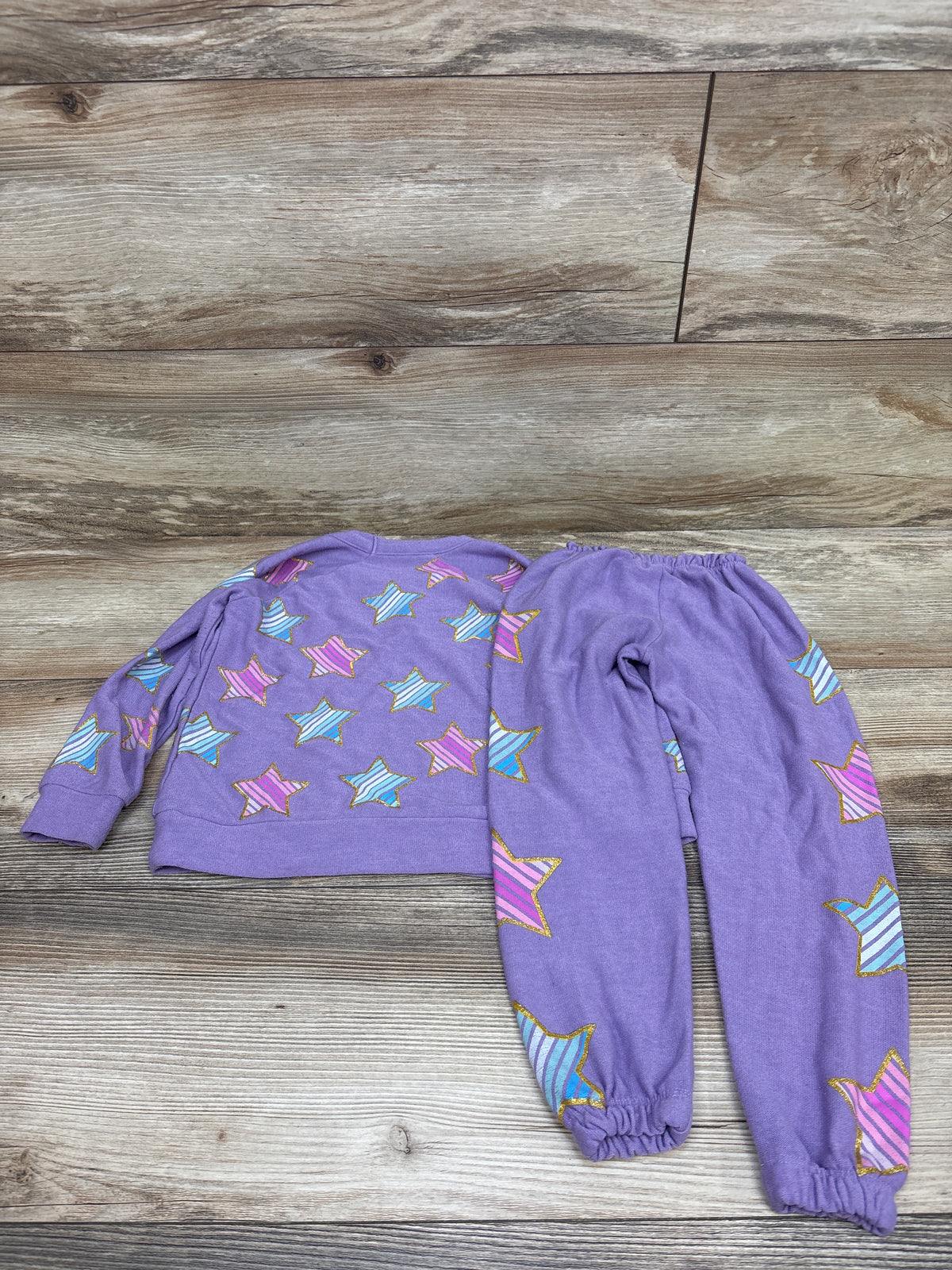 Chaser 2pc Bliss Stars Knit Pullover Sweatshirt & Pants Set Purple sz 3T