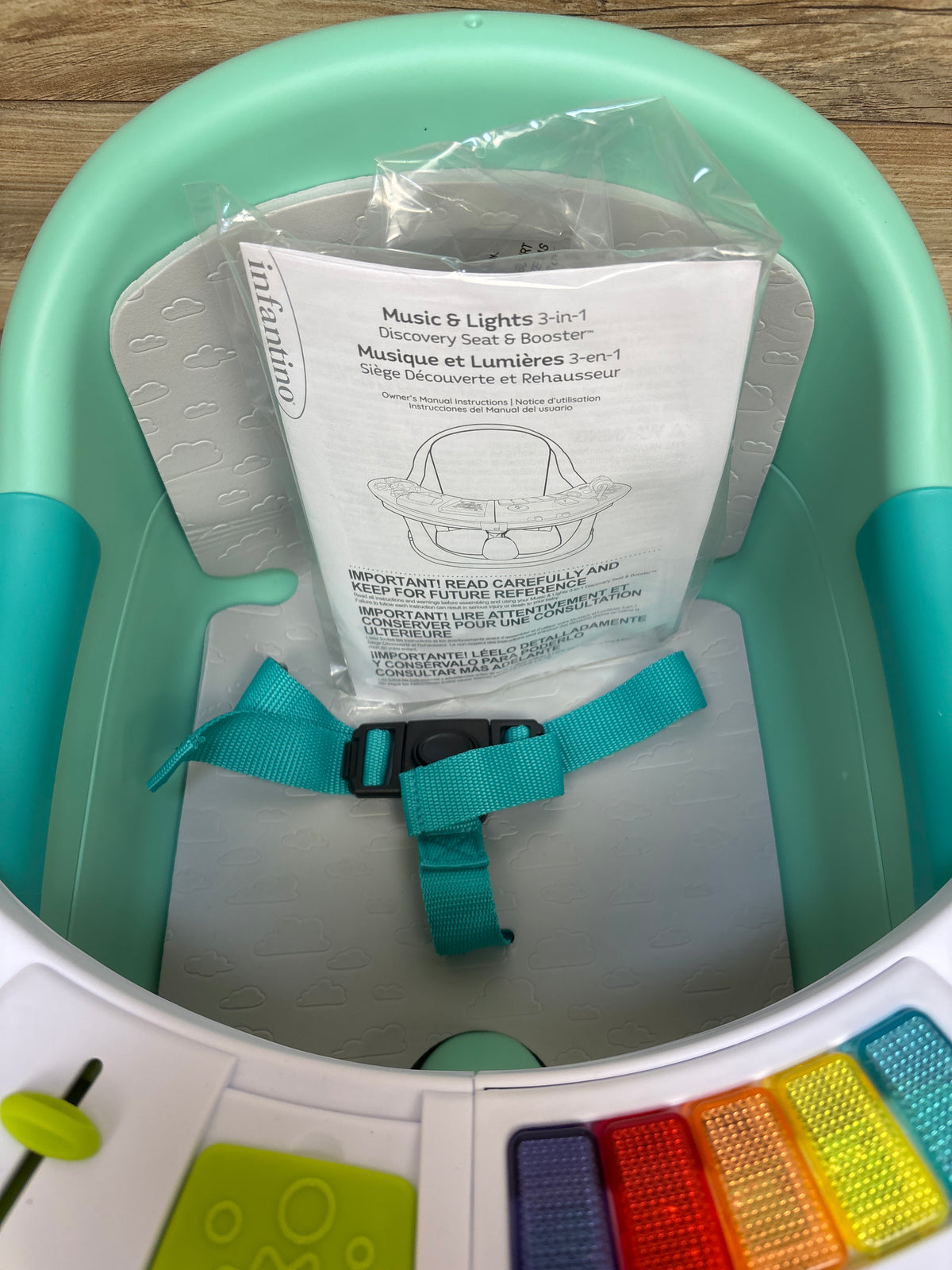 NEW Infantino Music & Lights 3-in-1 Discovery Seat & Booster Teal
