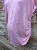Ruched V-Neck Maternity Shirt Pink sz XL