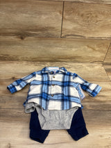 NEW Carter's 3pc Fleece Shacket, Bodysuit, & Pants Set Blue sz 3m