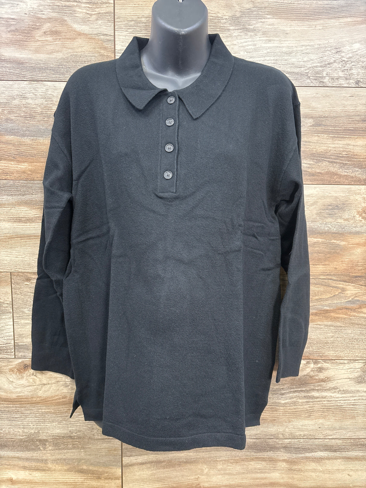 NWOT Gap Maternity CashSoft Polo Sweater Black sz Large