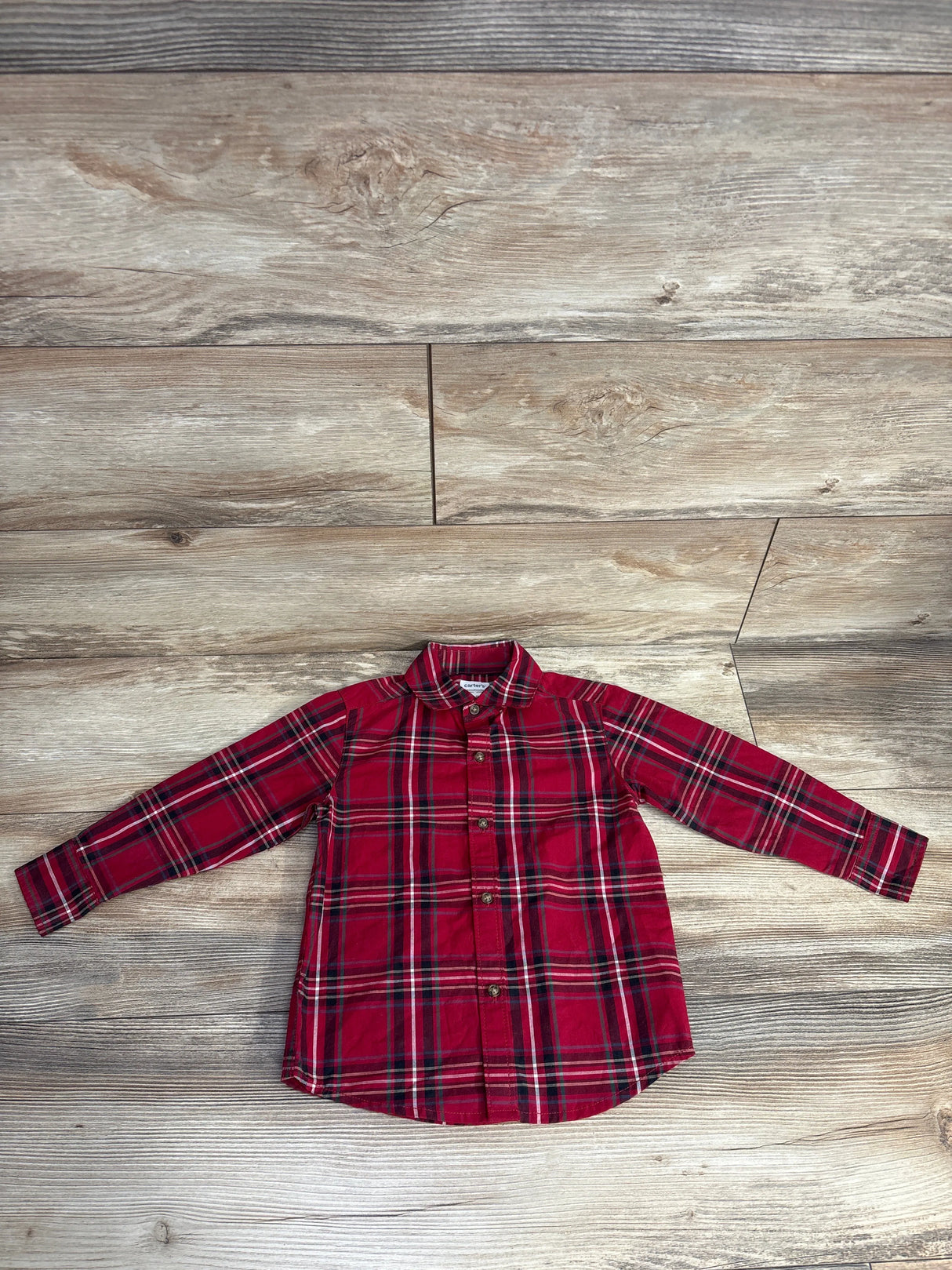 Carter's Plaid Button Up Shirt Red sz 3T