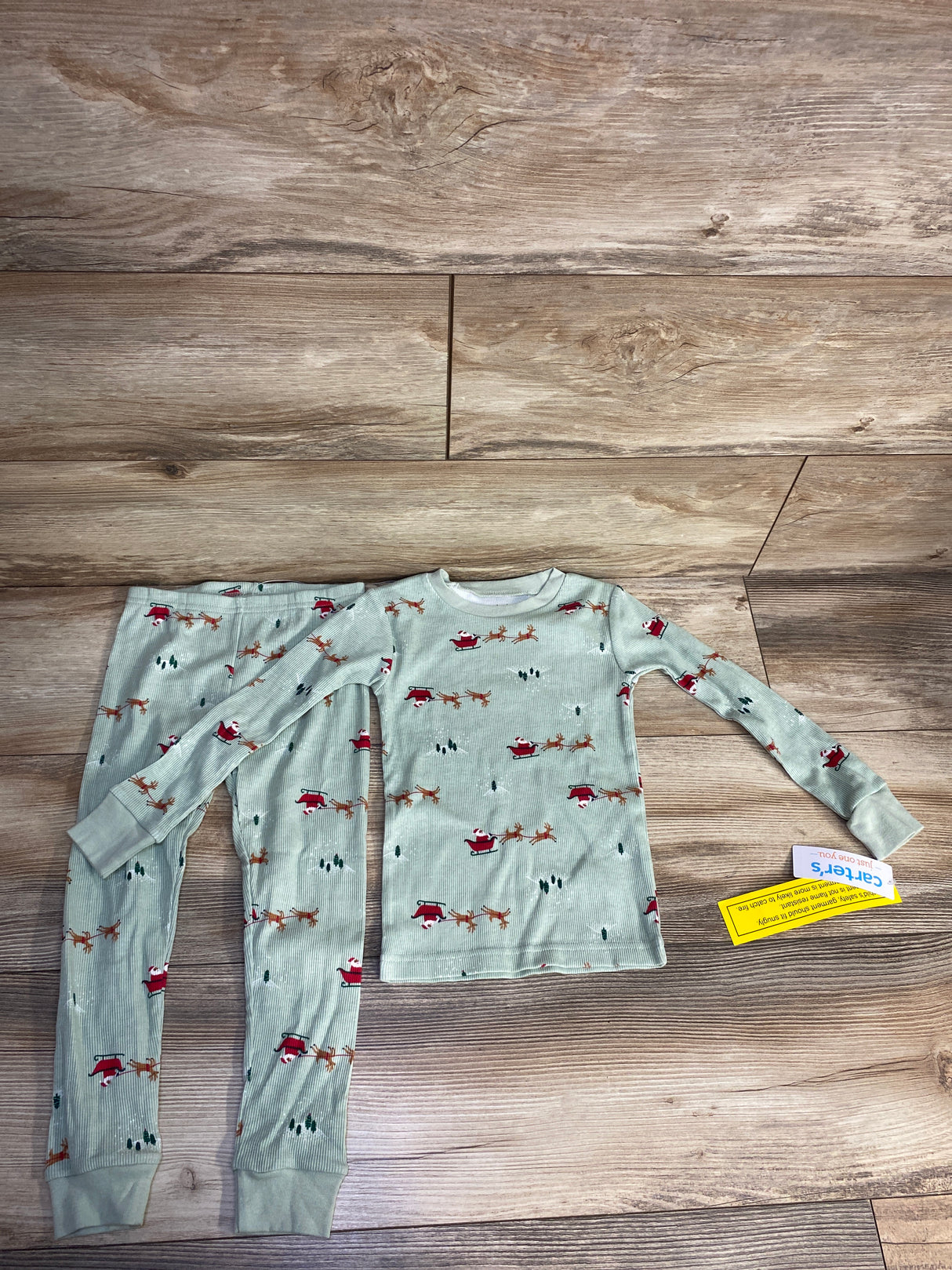 NEW Just One You Ribbed 2pc Christmas Sleep Set Green sz 3T
